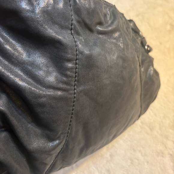 Lucky Brand Hobo Bag Black Italian Leather Silver-tone Hardware Top Zip Boho - Picture 9 of 16